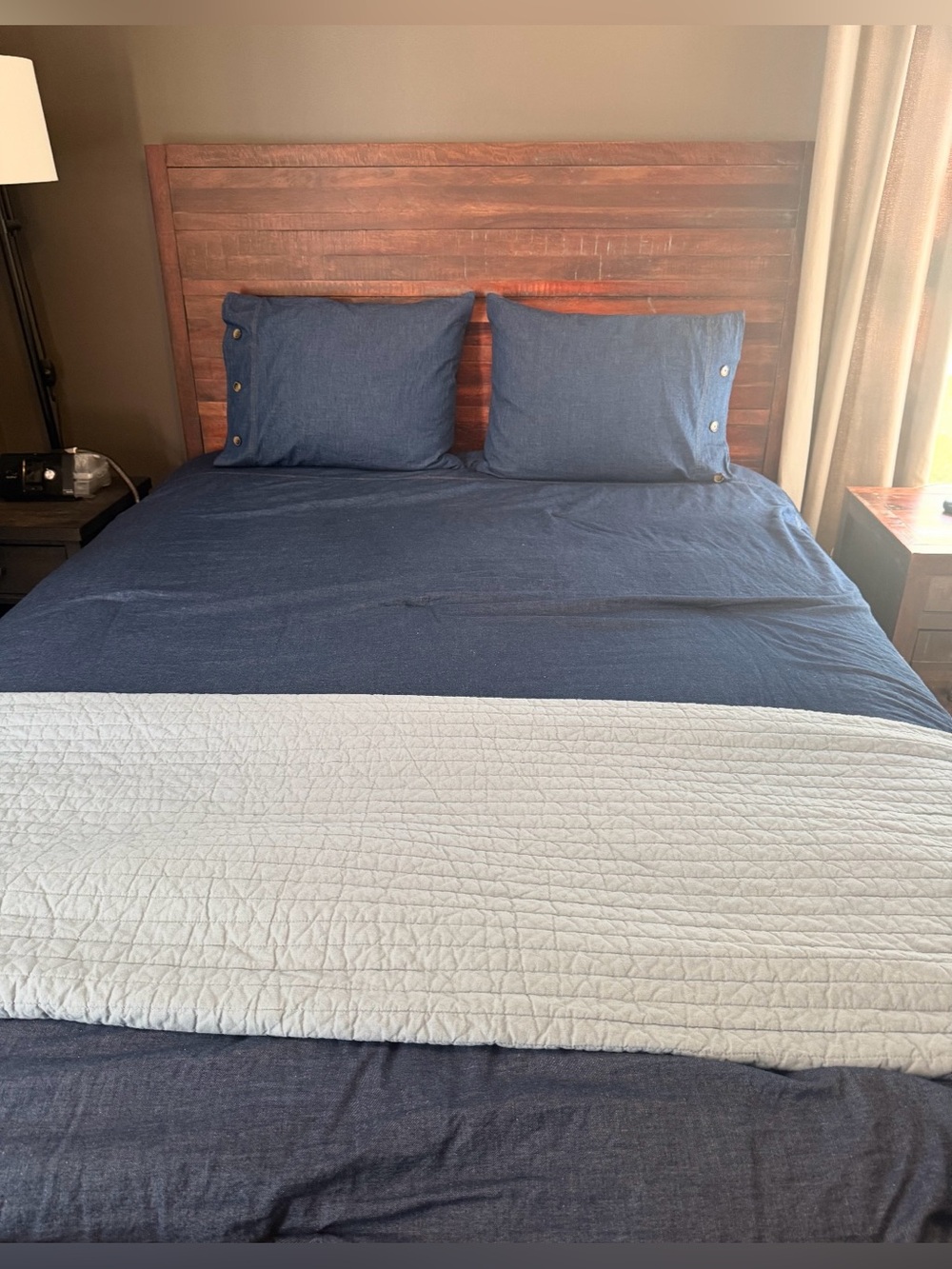 Cremieux Denim Cotton Chambray Bedding Set Comforter Duvet & Shams Navy Blue